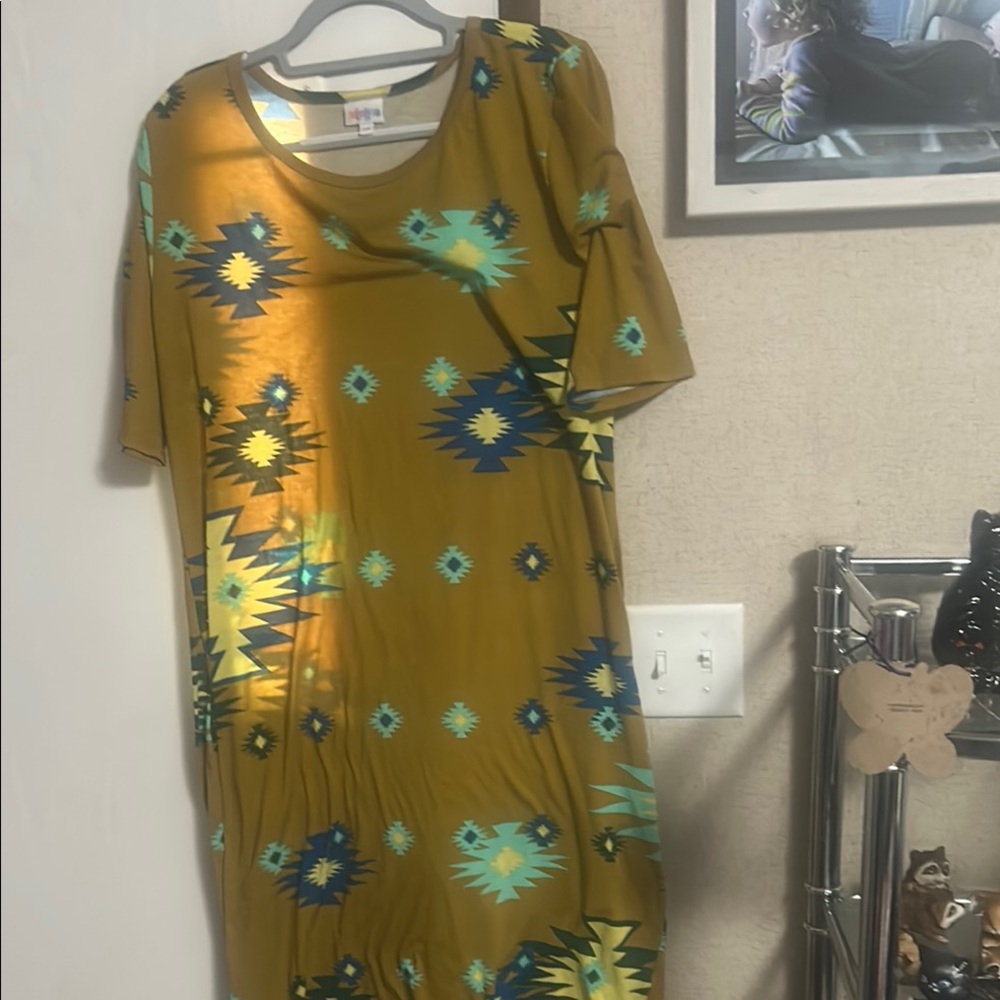 LuLaRoe Yellow and Gold Asymmetrical Sundress